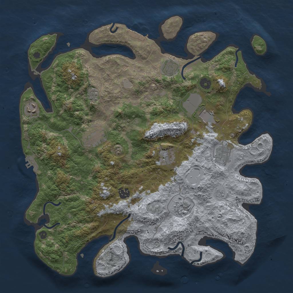 Rust Map: Procedural Map, Size: 3850, Seed: 790500772, 18 Monuments