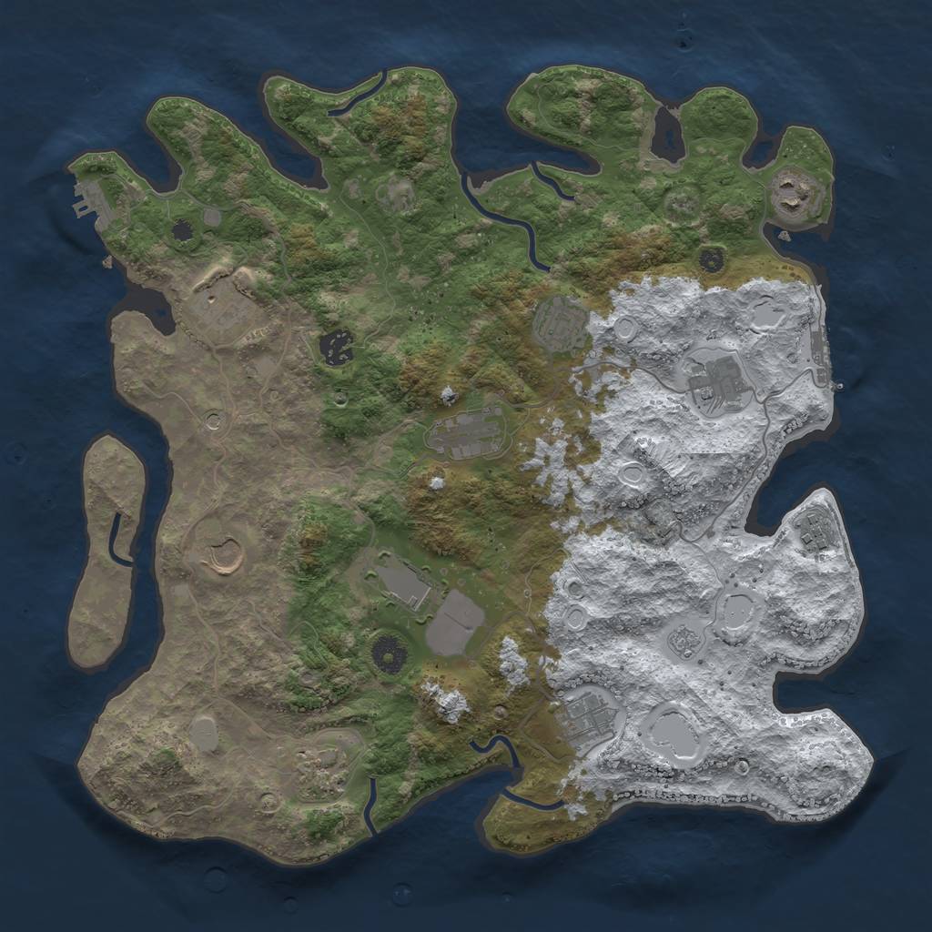 Rust Map: Procedural Map, Size: 3875, Seed: 383025715, 20 Monuments