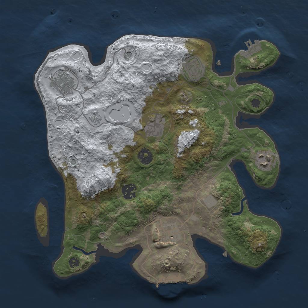 Rust Map: Procedural Map, Size: 3000, Seed: 1045196207, 15 Monuments