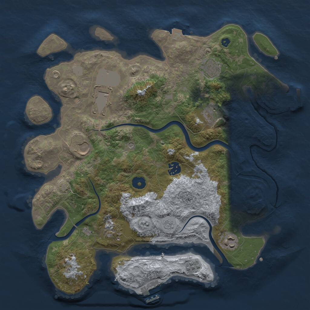 Rust Map: Procedural Map, Size: 3500, Seed: 1899975159, 14 Monuments