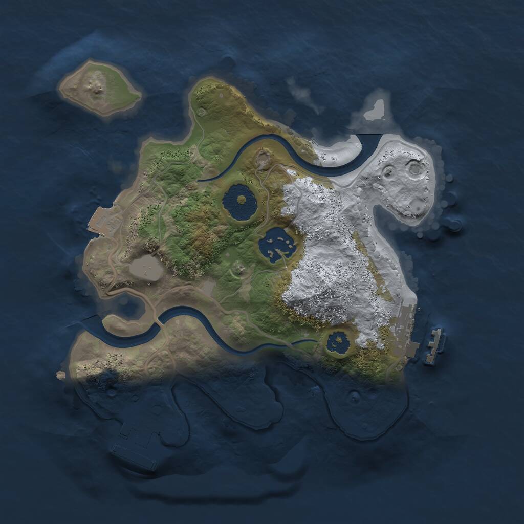 Rust Map: Procedural Map, Size: 2300, Seed: 381070, 4 Monuments