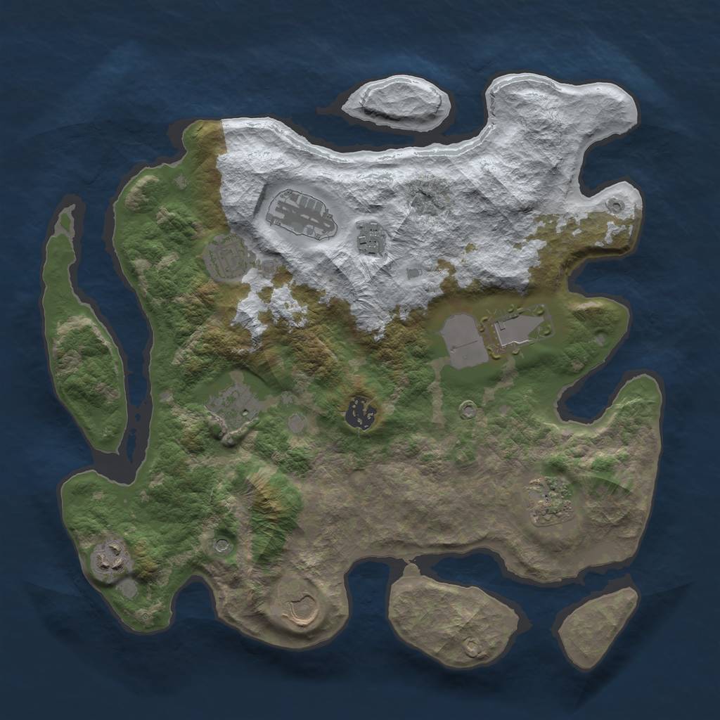 Rust Map: Barren, Size: 3500, Seed: 107646237, 12 Monuments