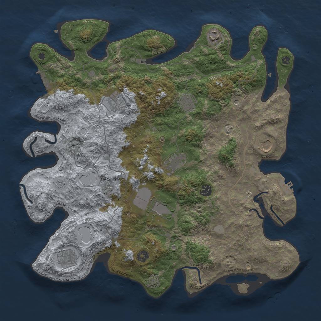 Rust Map: Procedural Map, Size: 4000, Seed: 1150210979, 17 Monuments