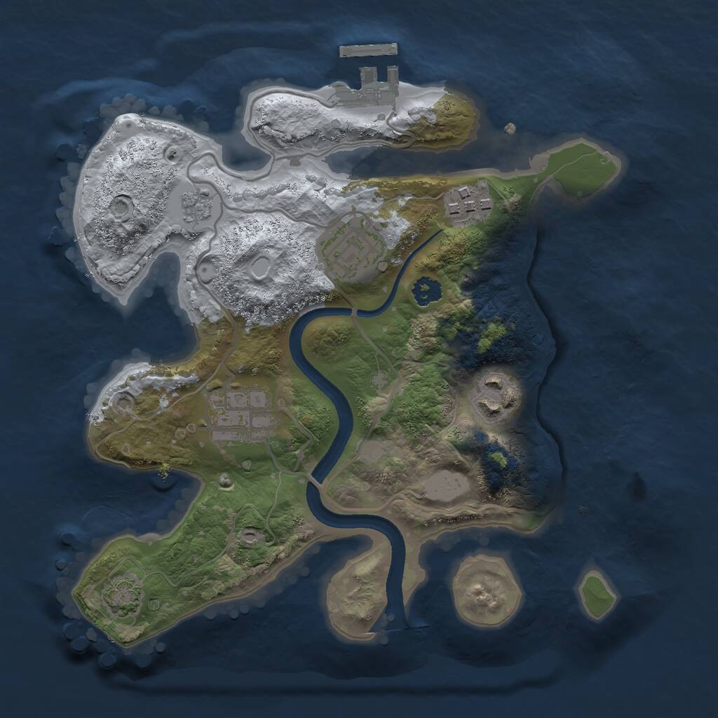Rust Map: Procedural Map, Size: 2500, Seed: 2812, 8 Monuments
