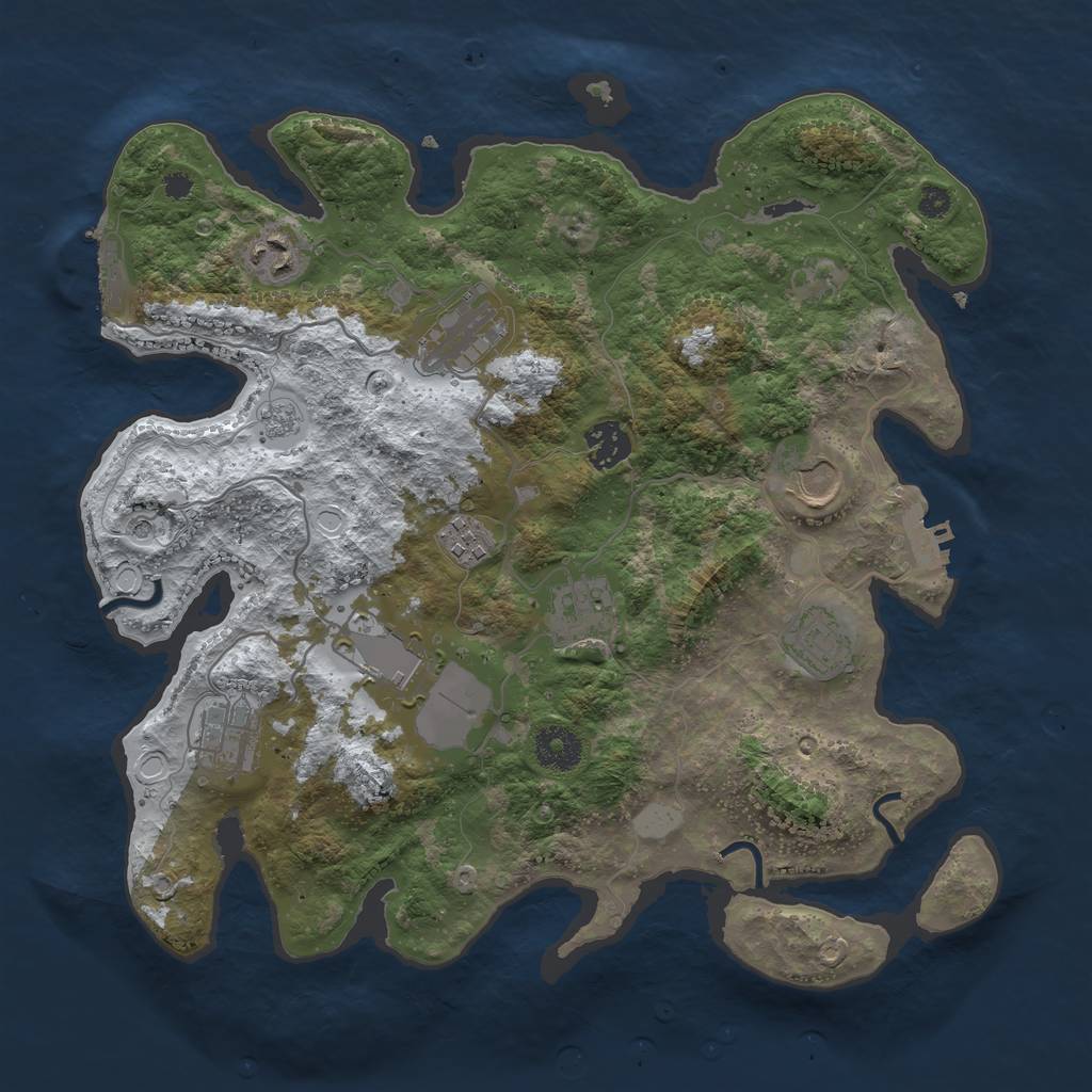 Rust Map: Procedural Map, Size: 3500, Seed: 1396700293, 18 Monuments