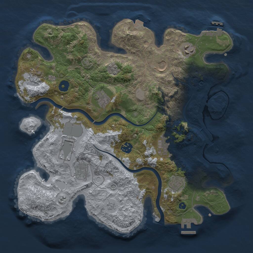 Rust Map: Procedural Map, Size: 3500, Seed: 972334224, 16 Monuments