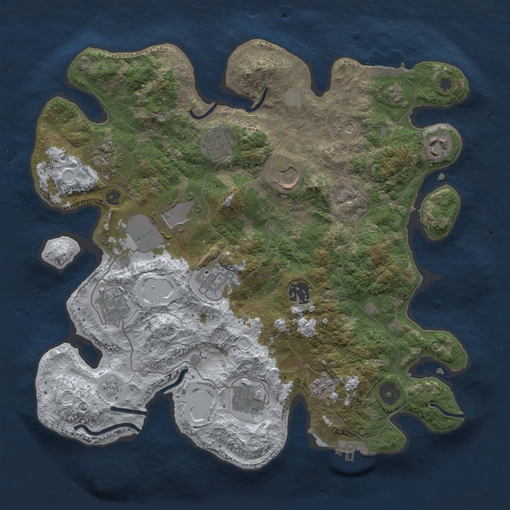 Rust Map: Procedural Map, Size: 3500, Seed: 972334224, 19 Monuments