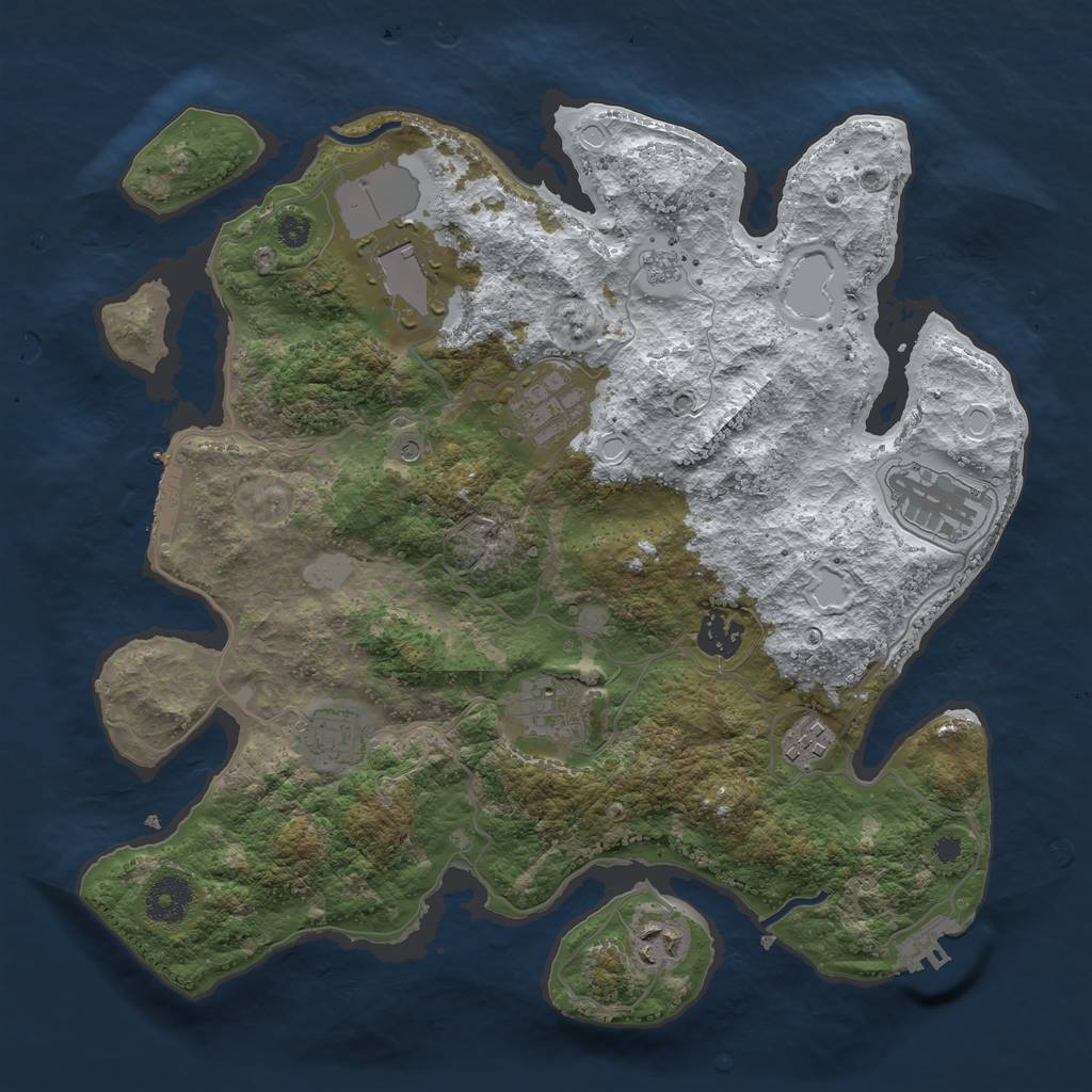 Rust Map: Procedural Map, Size: 3500, Seed: 545318, 17 Monuments