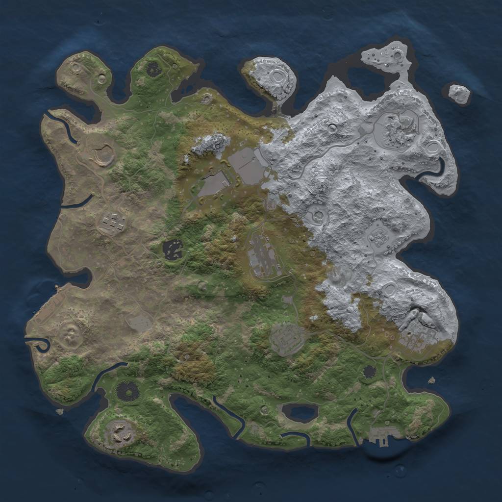 Rust Map: Procedural Map, Size: 3500, Seed: 1444903495, 18 Monuments