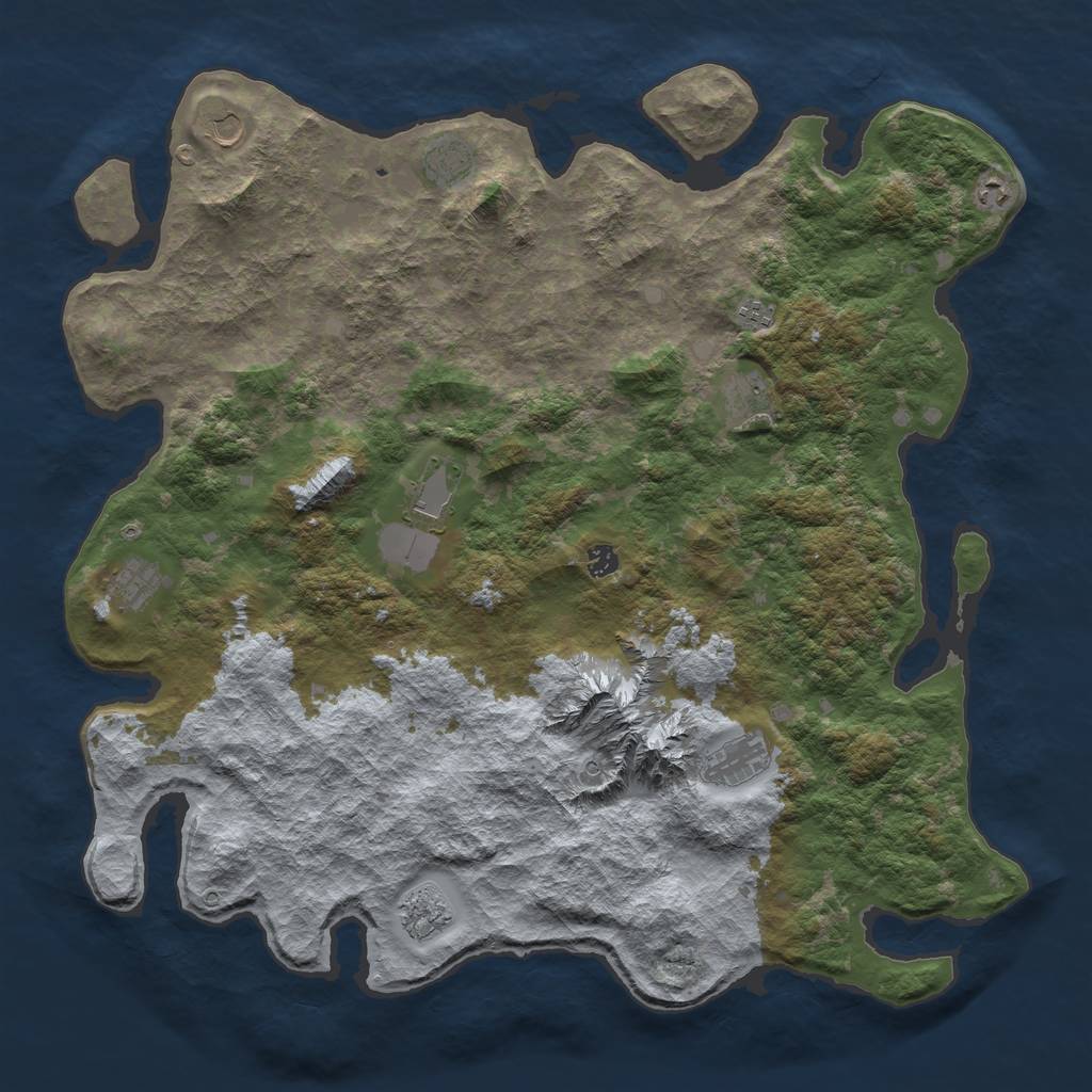 Rust Map: Barren, Size: 5000, Seed: 1247774139, 13 Monuments