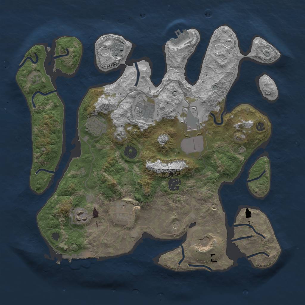 Rust Map: Procedural Map, Size: 3500, Seed: 1214300440, 16 Monuments