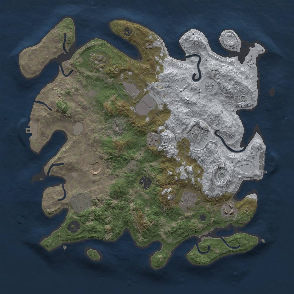 Rust Map: Procedural Map, Size: 3600, Seed: 912309, 18 Monuments