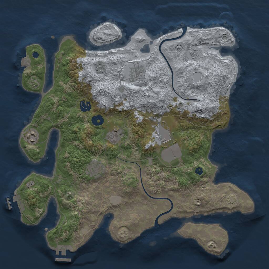 Rust Map: Procedural Map, Size: 3500, Seed: 1125417886, 12 Monuments