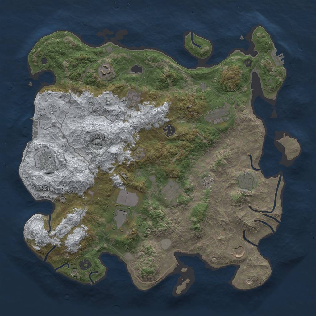 Rust Map: Procedural Map, Size: 4000, Seed: 1386820281, 19 Monuments