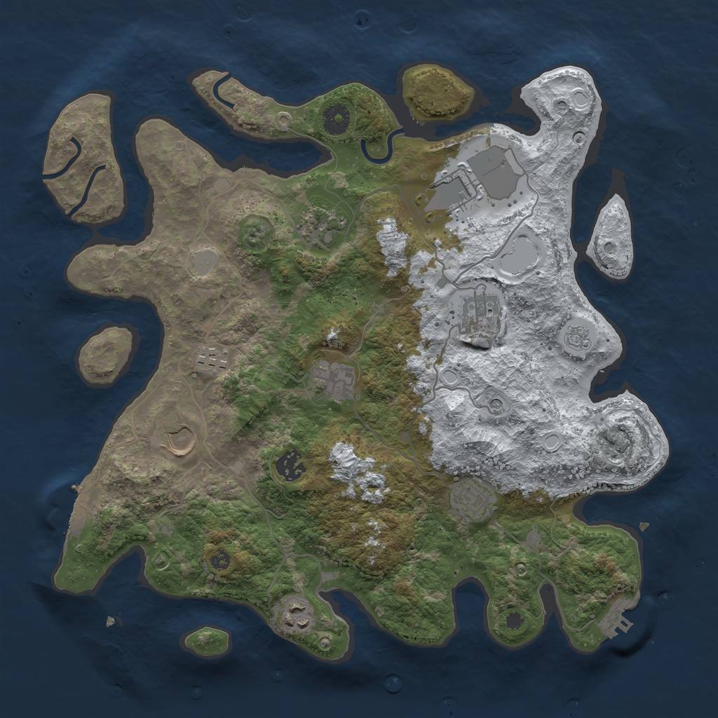 Rust Map: Procedural Map, Size: 3650, Seed: 833816626, 18 Monuments