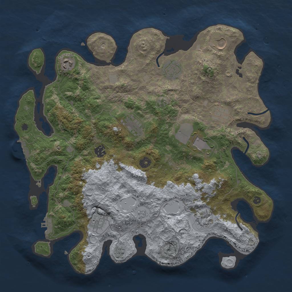 Rust Map: Procedural Map, Size: 3850, Seed: 821618543, 19 Monuments