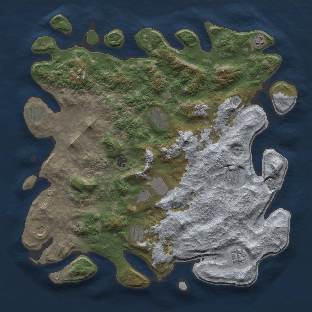 Rust Map: Barren, Size: 4500, Seed: 880055355, 13 Monuments