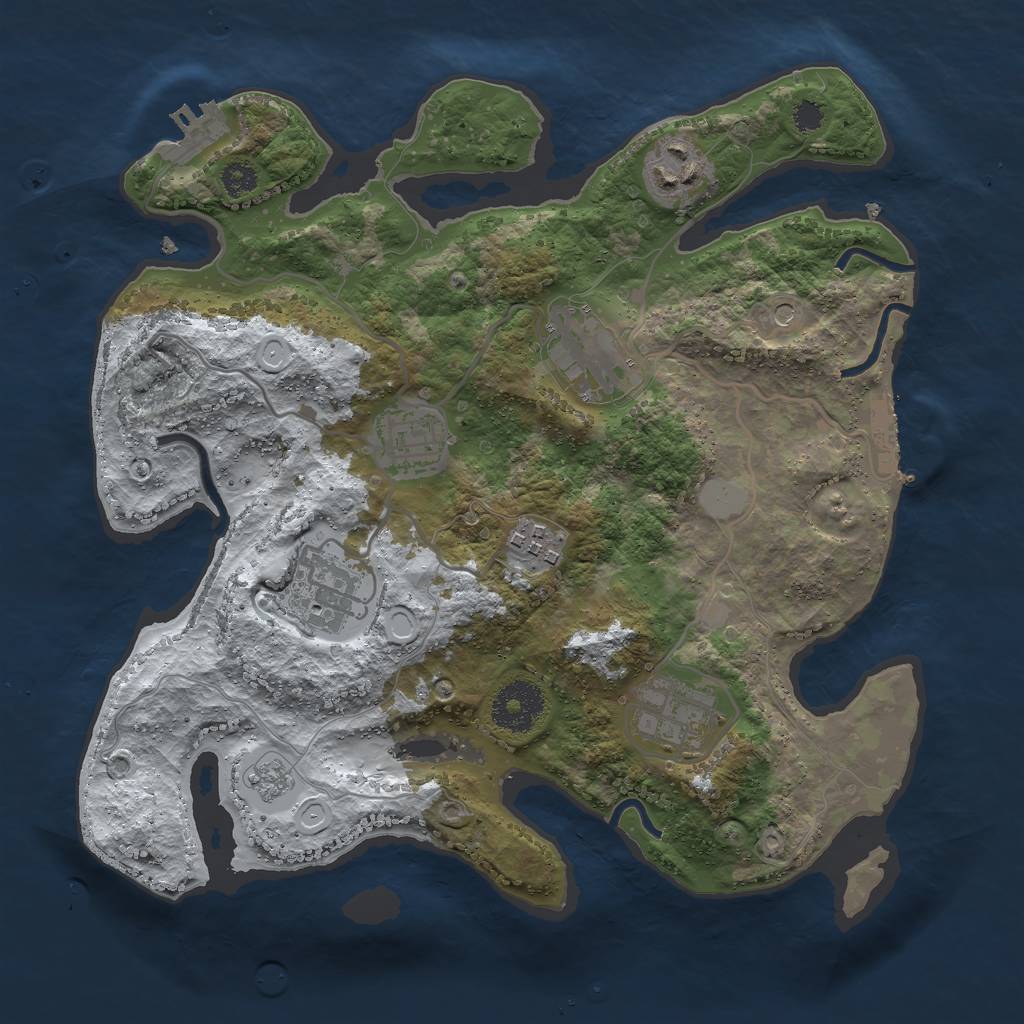 Rust Map: Procedural Map, Size: 3000, Seed: 1988346872, 15 Monuments