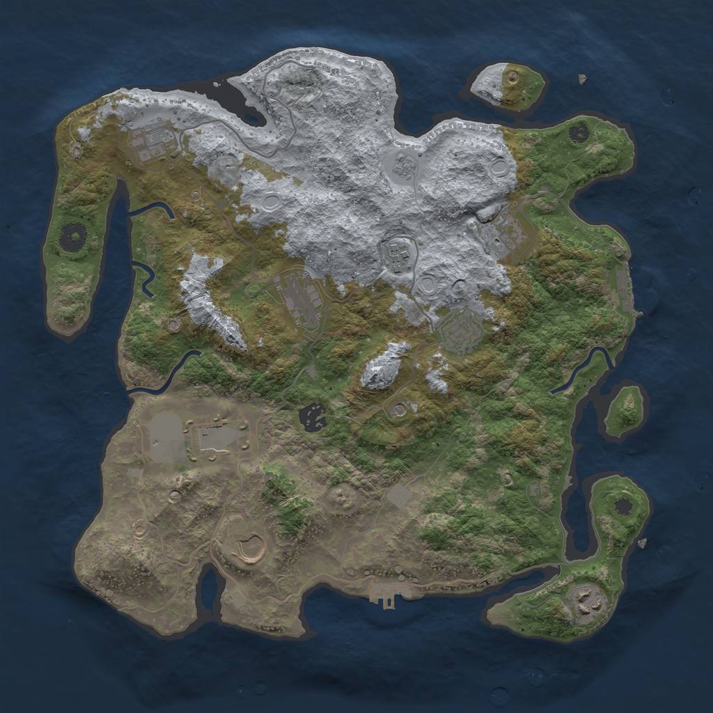 Rust Map: Procedural Map, Size: 3700, Seed: 2091824337, 18 Monuments