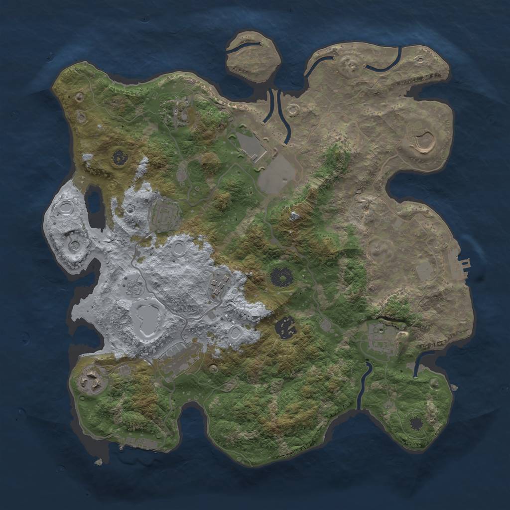 Rust Map: Procedural Map, Size: 3500, Seed: 595377269, 18 Monuments