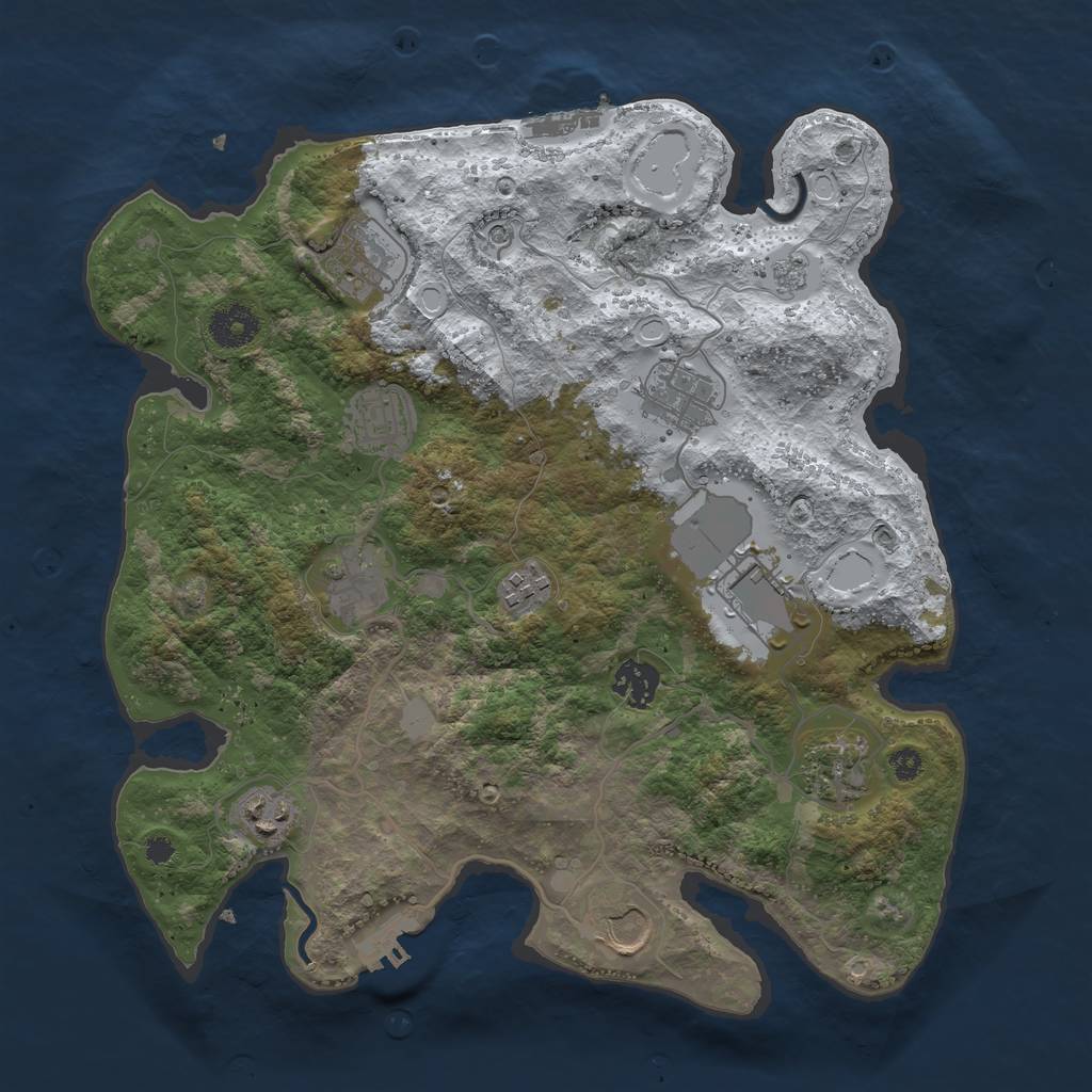 Rust Map: Procedural Map, Size: 3500, Seed: 1489341214, 19 Monuments