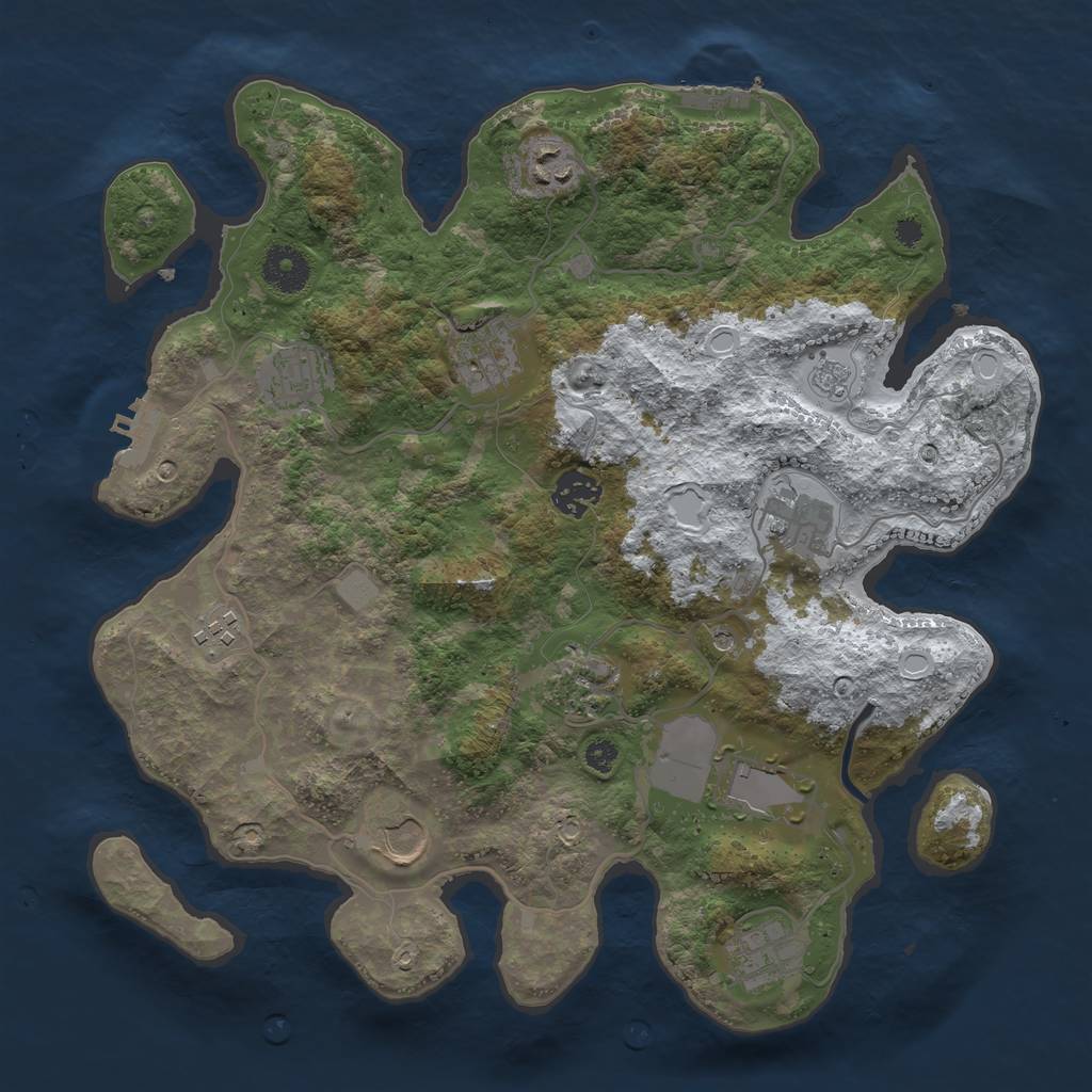 Rust Map: Procedural Map, Size: 3500, Seed: 15893786, 19 Monuments