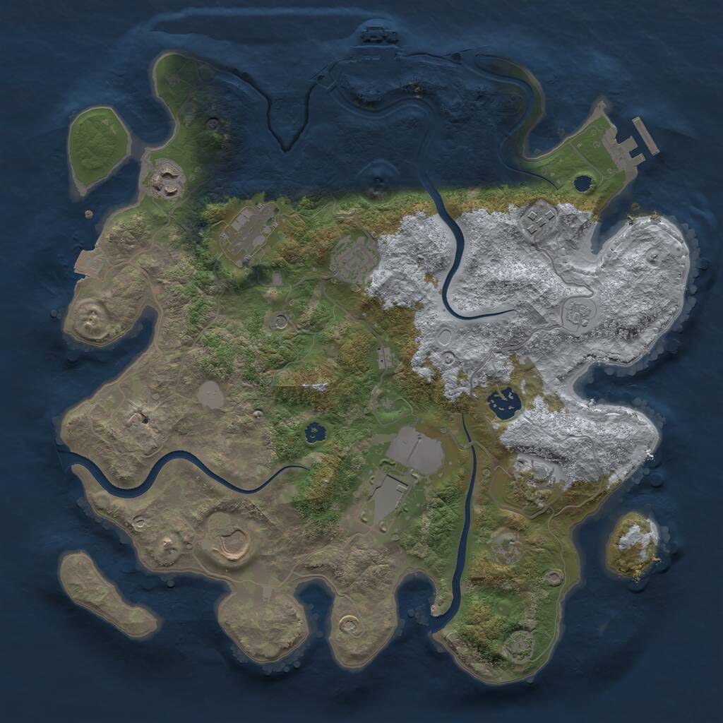 Rust Map: Procedural Map, Size: 3500, Seed: 15893786, 14 Monuments