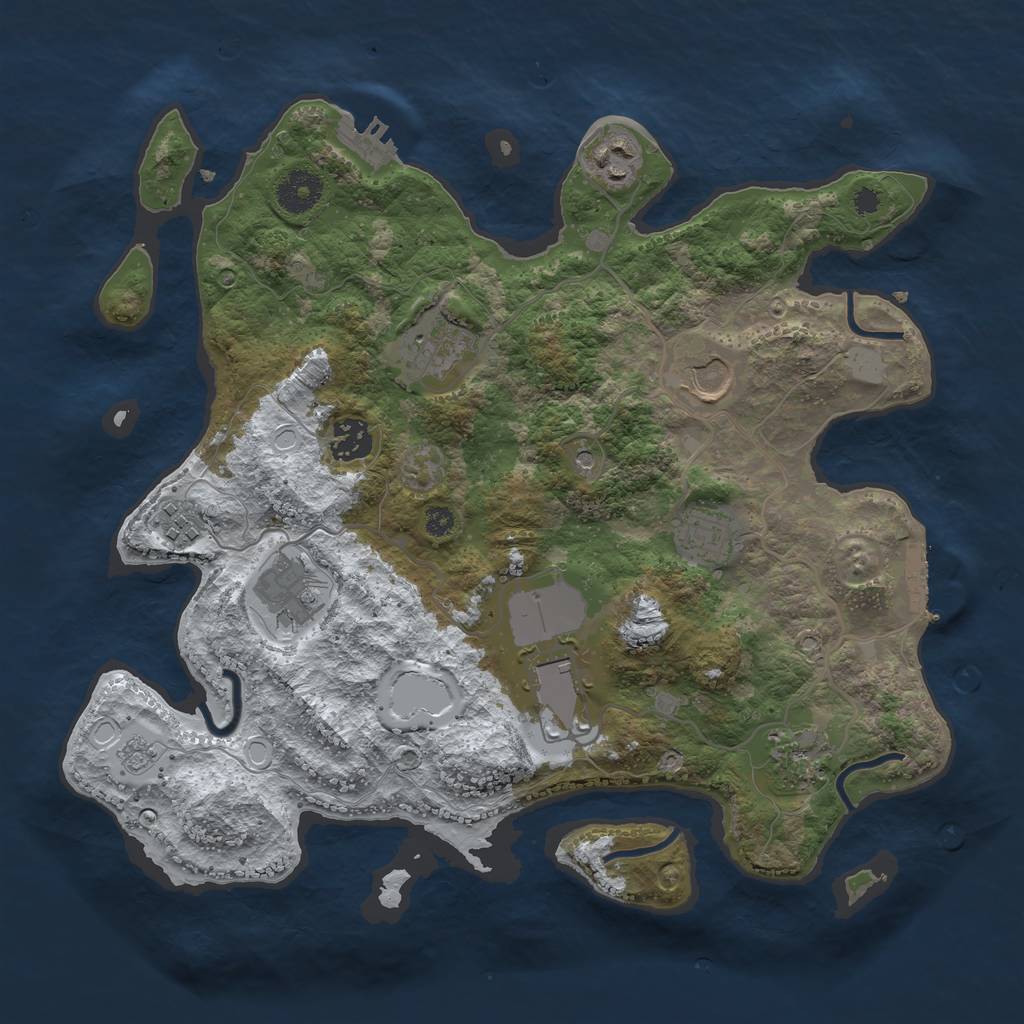 Rust Map: Procedural Map, Size: 3500, Seed: 834897, 18 Monuments