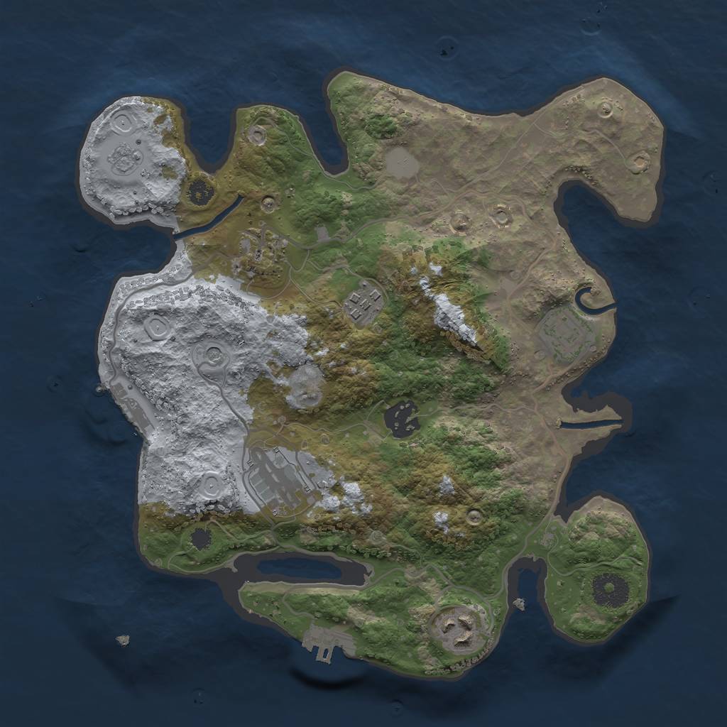 Rust Map: Procedural Map, Size: 3000, Seed: 3221555, 13 Monuments