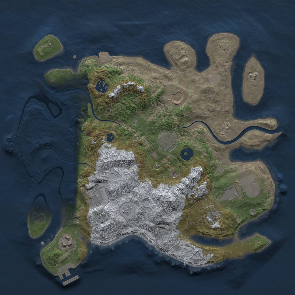 Rust Map: Procedural Map, Size: 3500, Seed: 617070867, 14 Monuments