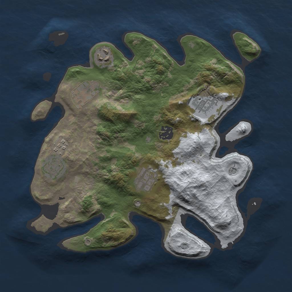 Rust Map: Barren, Size: 3000, Seed: 880055355, 10 Monuments