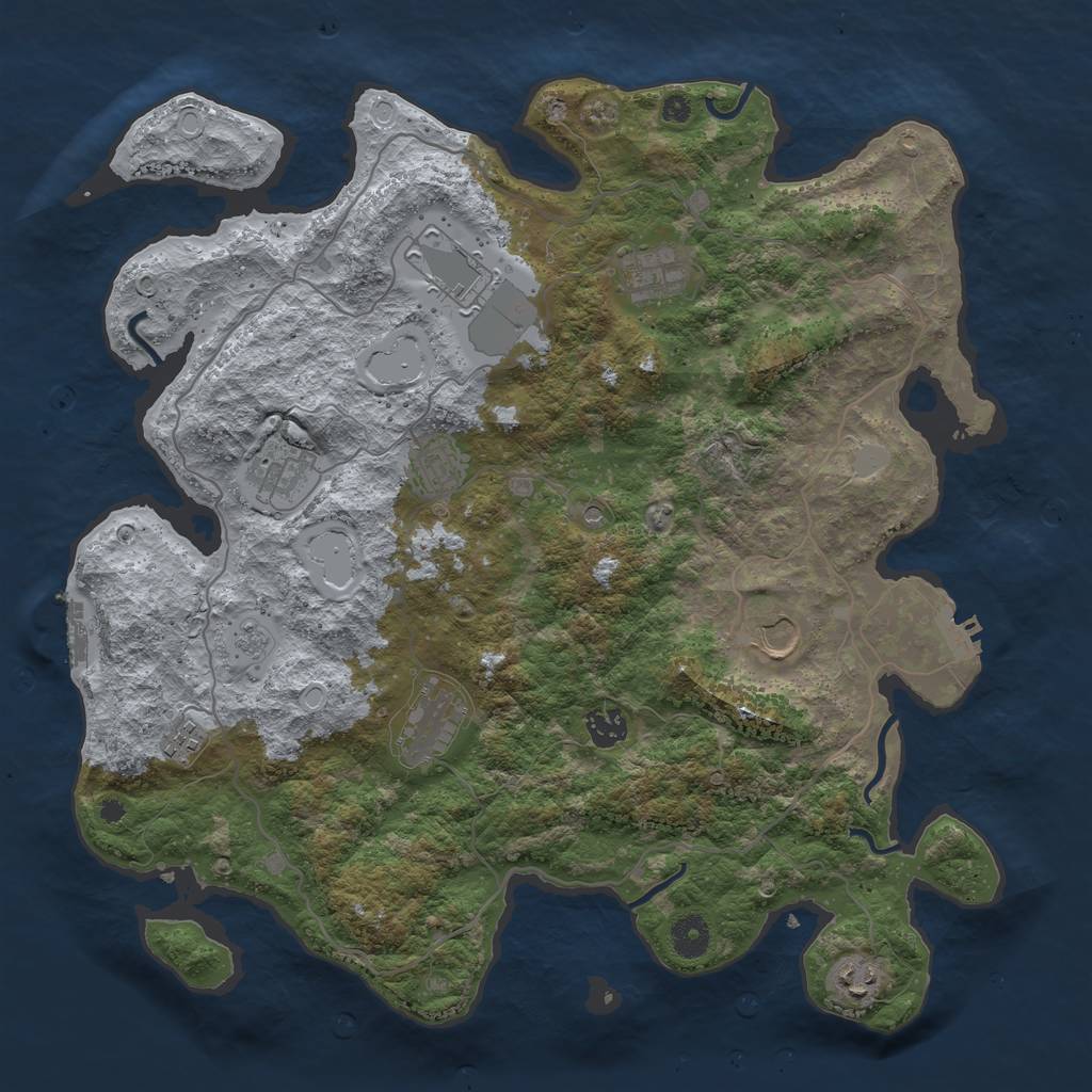 Rust Map: Procedural Map, Size: 4000, Seed: 1092416479, 16 Monuments