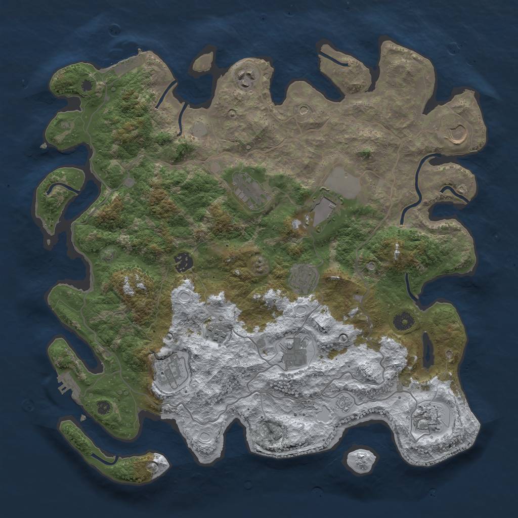Rust Map: Procedural Map, Size: 4000, Seed: 599874392, 19 Monuments