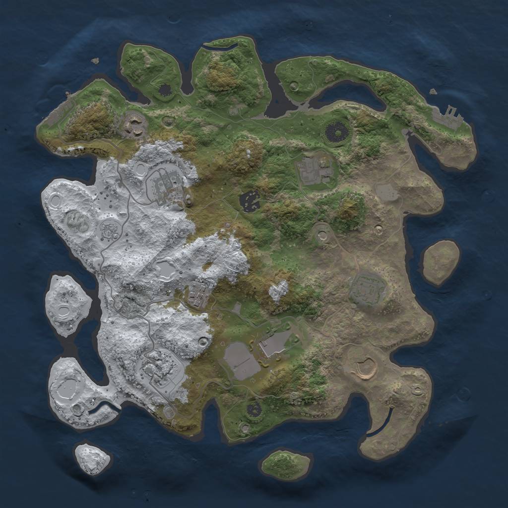 Rust Map: Procedural Map, Size: 3500, Seed: 1034204, 18 Monuments