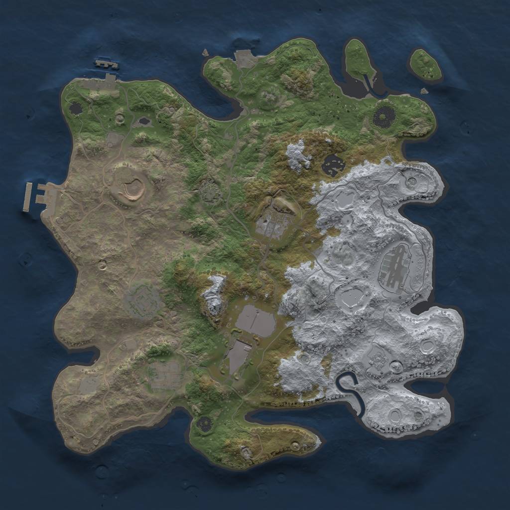 Rust Map: Procedural Map, Size: 3500, Seed: 84575, 15 Monuments