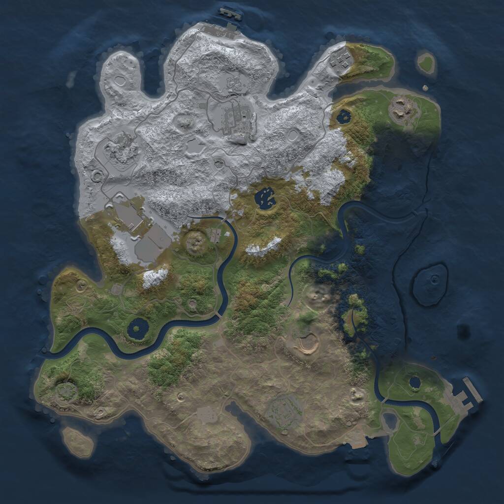 Rust Map: Procedural Map, Size: 3550, Seed: 514185165, 14 Monuments