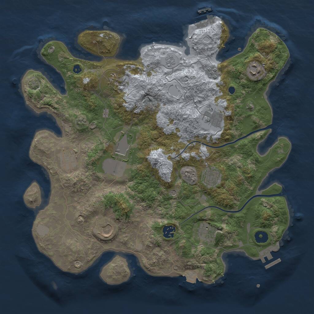 Rust Map: Procedural Map, Size: 3650, Seed: 12909, 16 Monuments