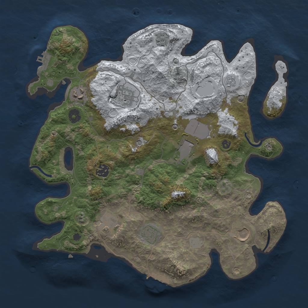 Rust Map: Procedural Map, Size: 3500, Seed: 98534231, 17 Monuments