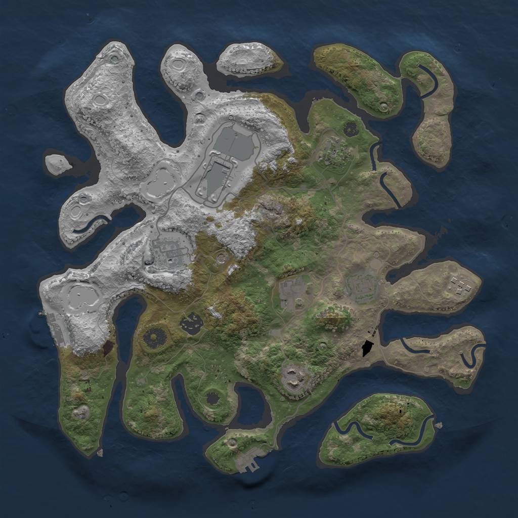 Rust Map: Procedural Map, Size: 3600, Seed: 2089675906, 16 Monuments