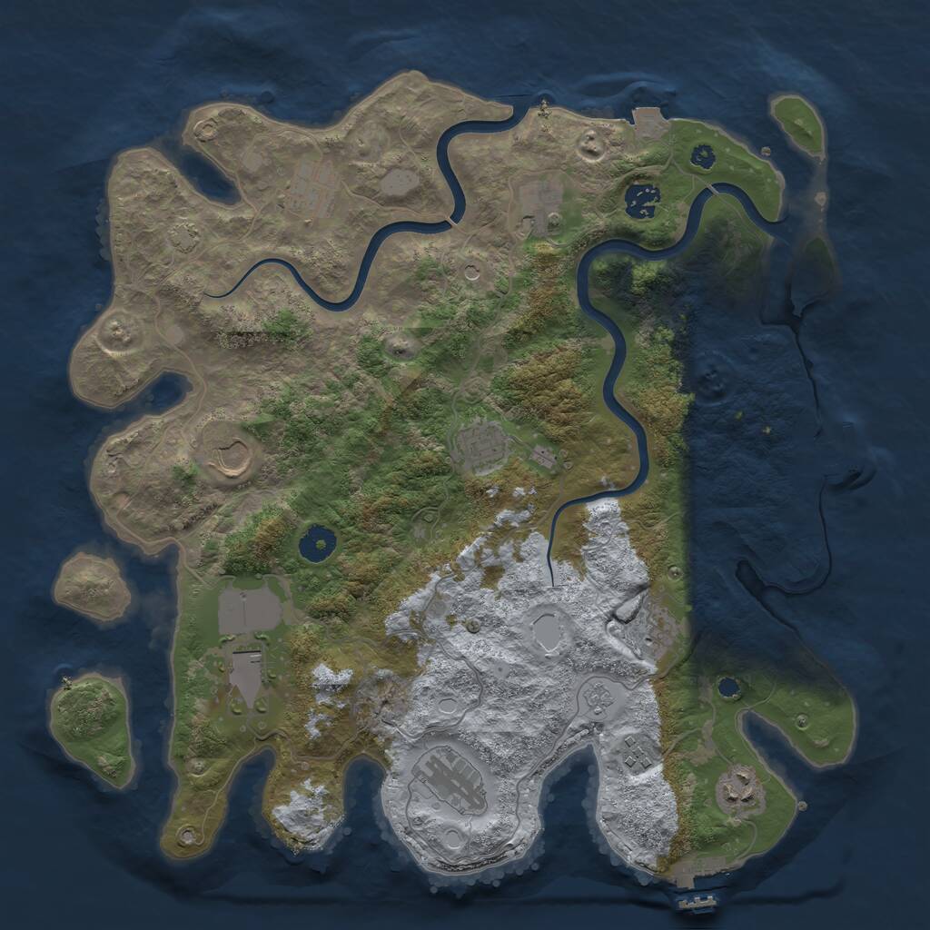 Rust Map: Procedural Map, Size: 3850, Seed: 1783902507, 16 Monuments