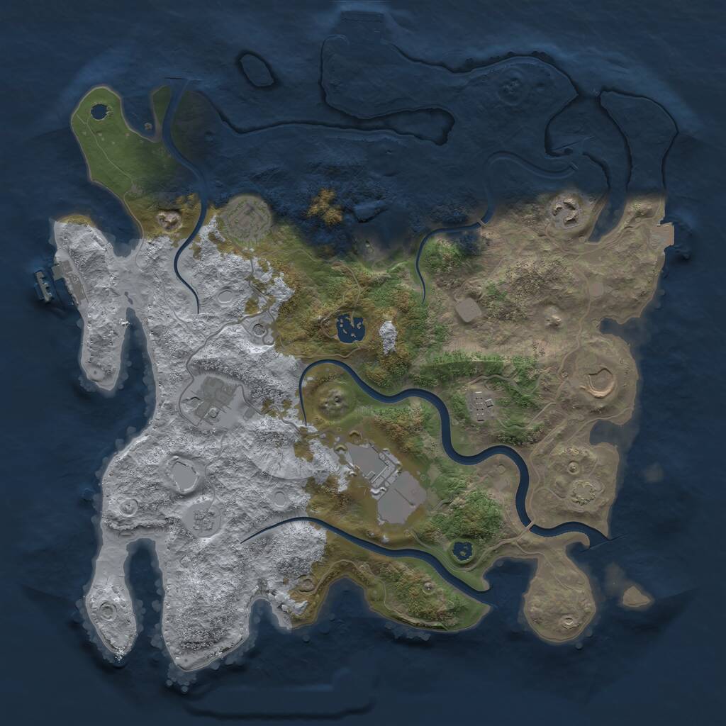 Rust Map: Procedural Map, Size: 3700, Seed: 630863909, 14 Monuments