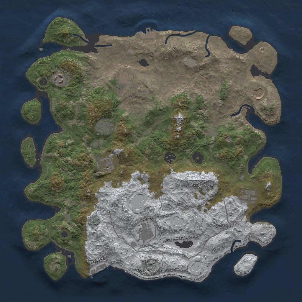 Rust Map: Procedural Map, Size: 4000, Seed: 106884789, 18 Monuments