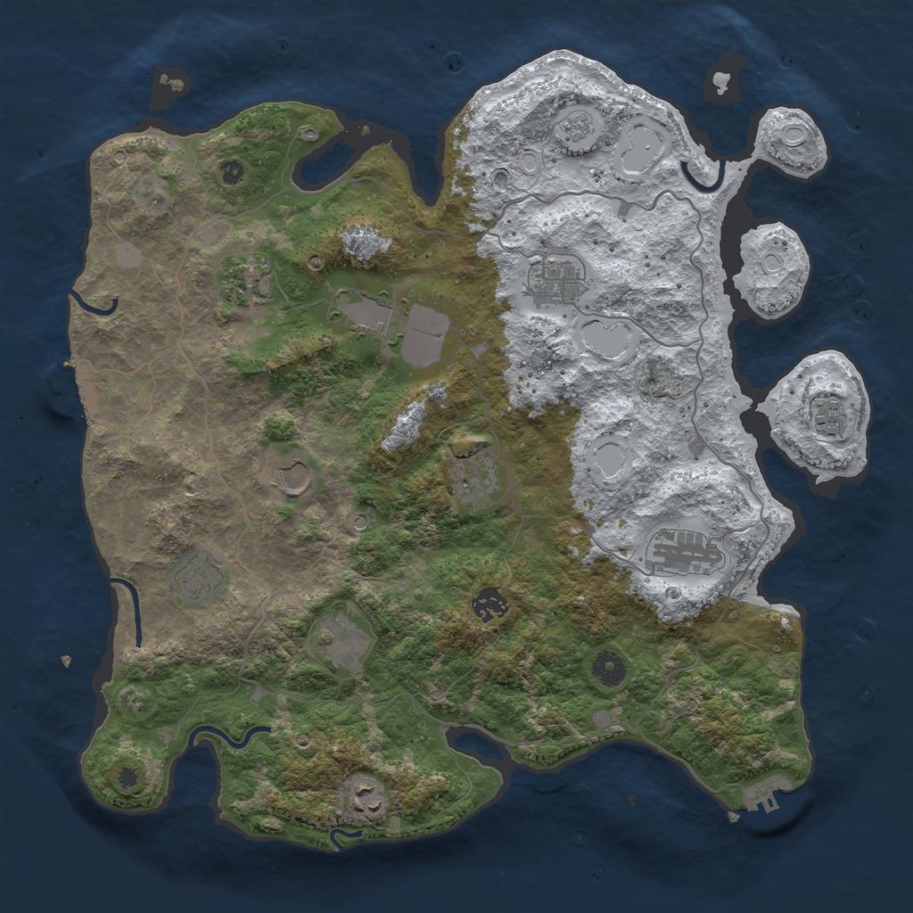 Rust Map: Procedural Map, Size: 4000, Seed: 2363, 20 Monuments