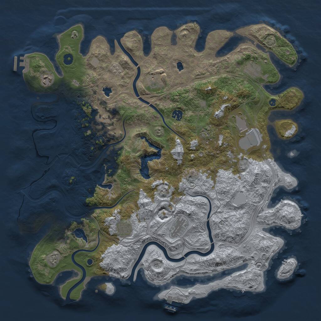 Rust Map: Procedural Map, Size: 4500, Seed: 649357891, 16 Monuments