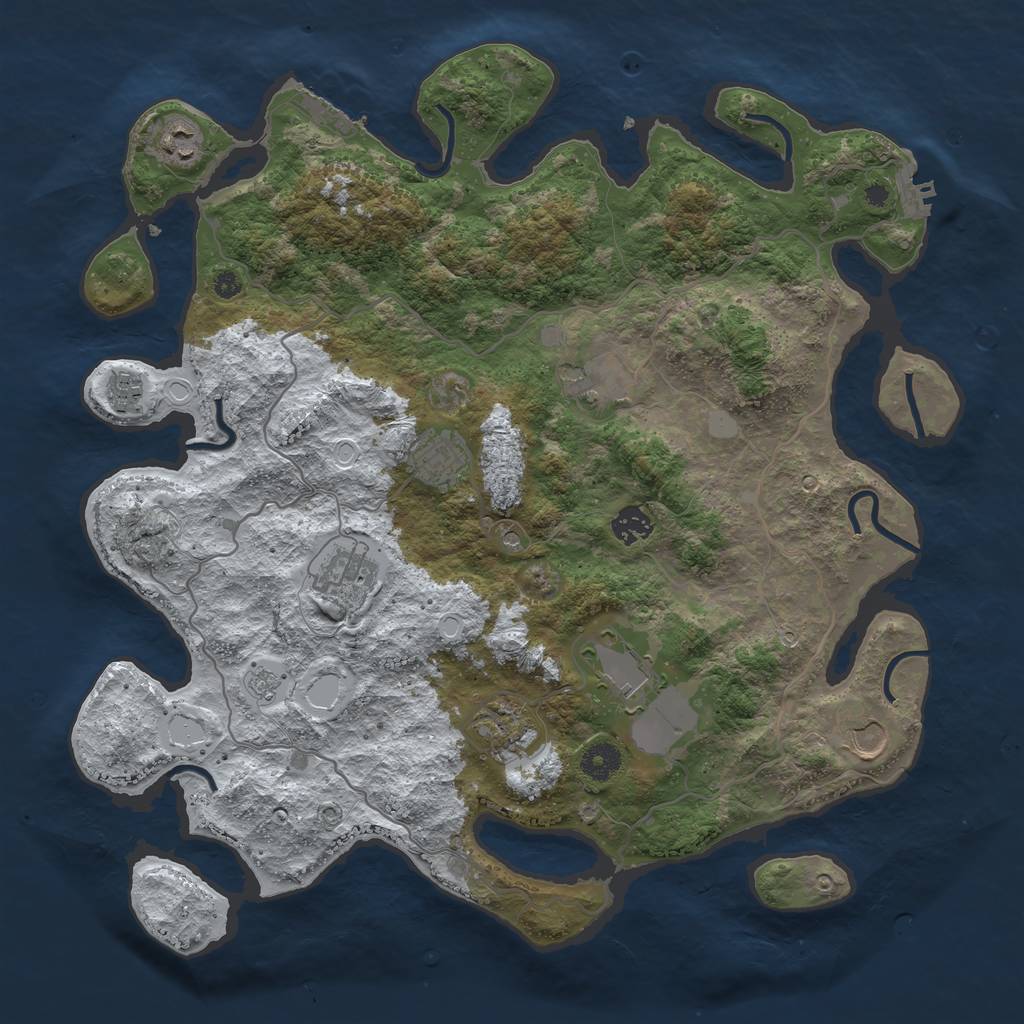 Rust Map: Procedural Map, Size: 4000, Seed: 536475, 18 Monuments