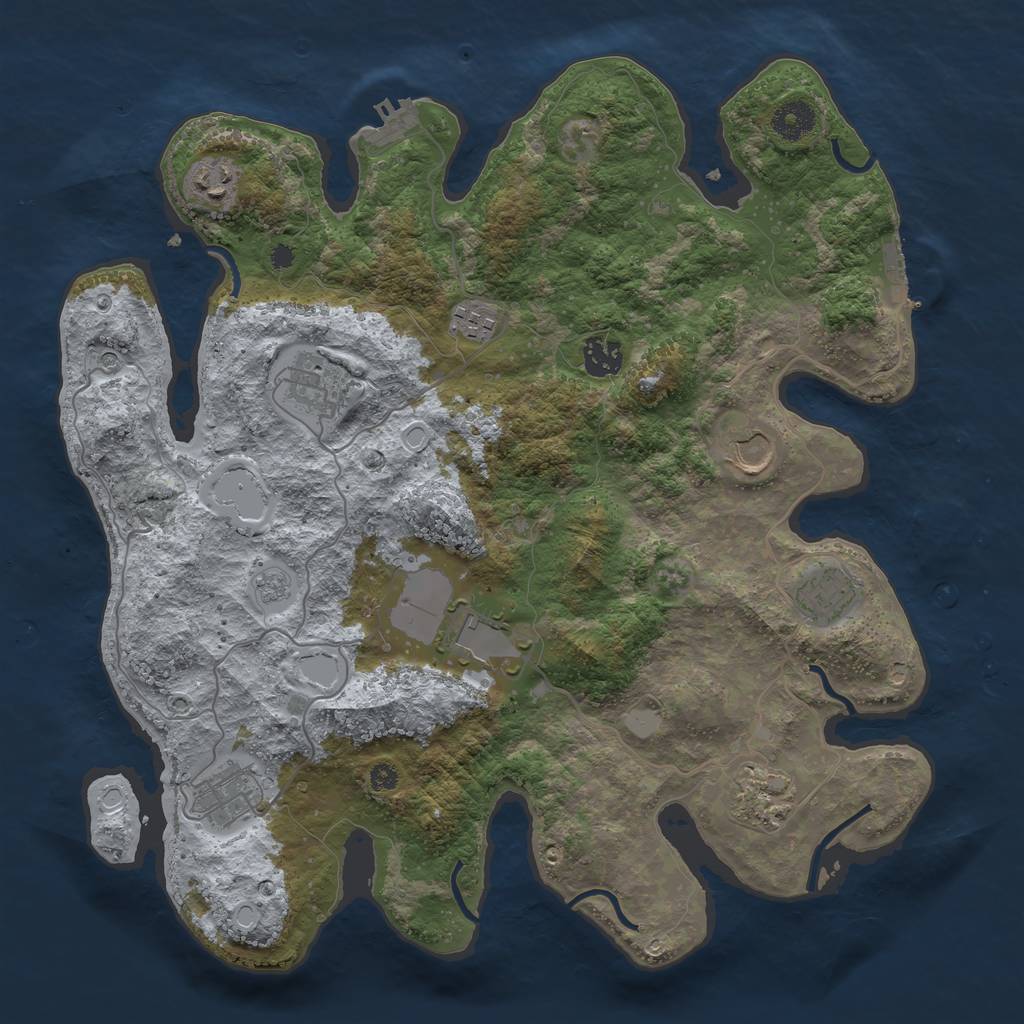 Rust Map: Procedural Map, Size: 3750, Seed: 12341567, 18 Monuments