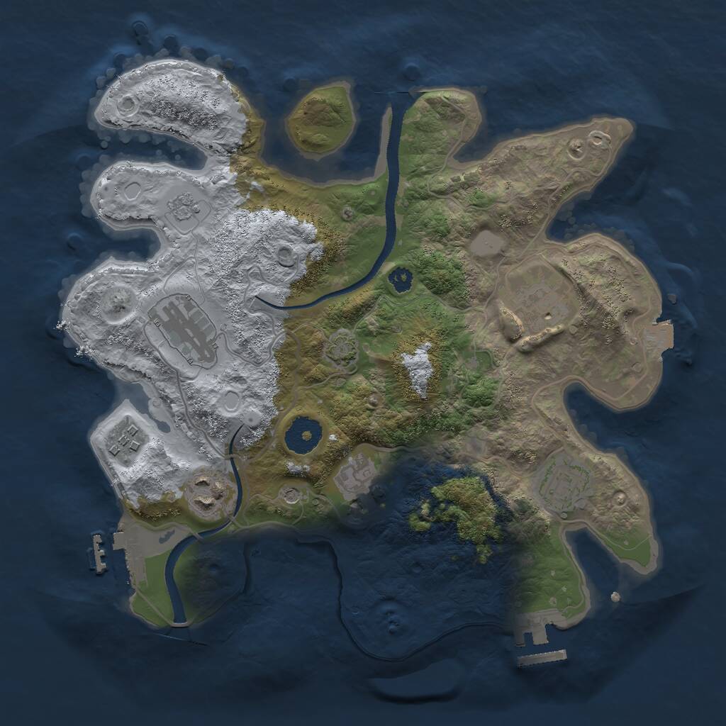 Rust Map: Procedural Map, Size: 3000, Seed: 1001009910, 12 Monuments