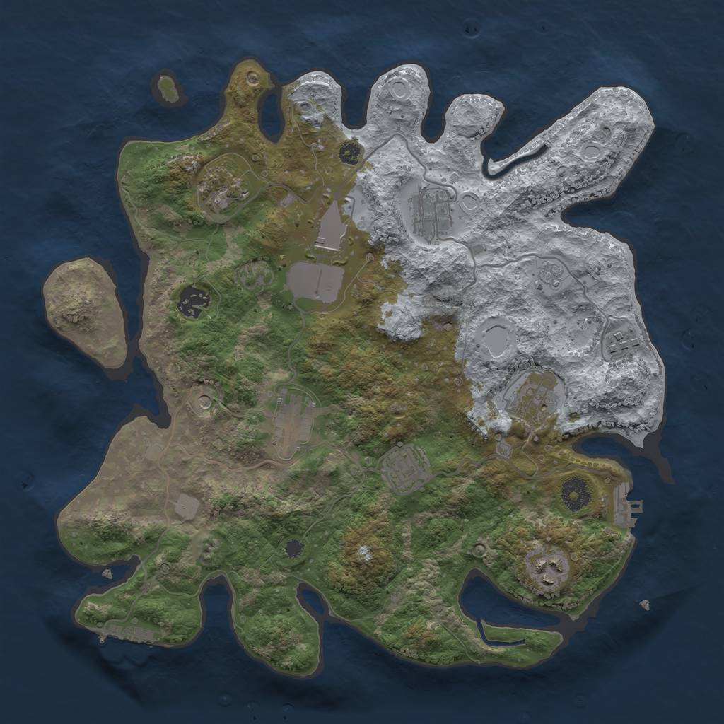 Rust Map: Procedural Map, Size: 3500, Seed: 1662839, 18 Monuments