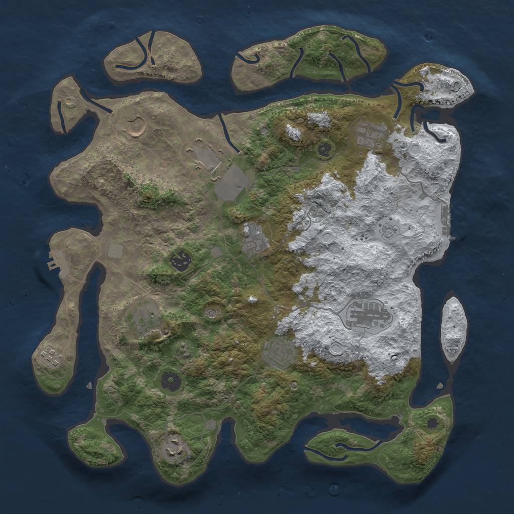 Rust Map: Procedural Map, Size: 3850, Seed: 677464170, 19 Monuments