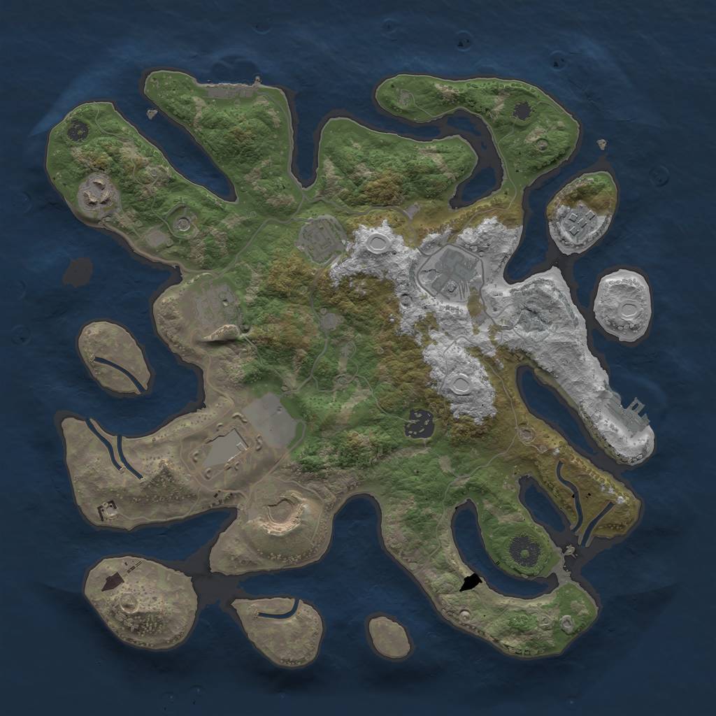 Rust Map: Procedural Map, Size: 3500, Seed: 17179, 16 Monuments